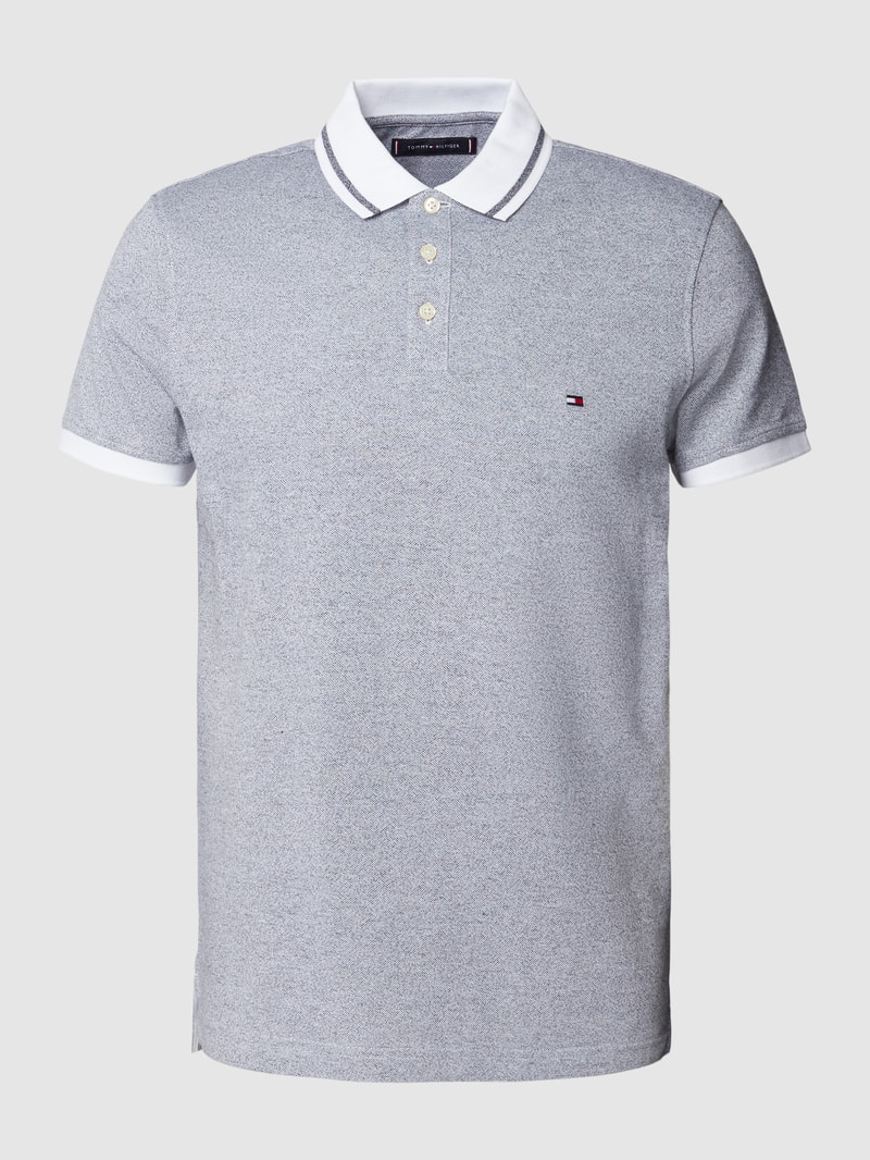 Poloshirt mit Logo-Stitching Modell 'PRETWIST' in marineblau