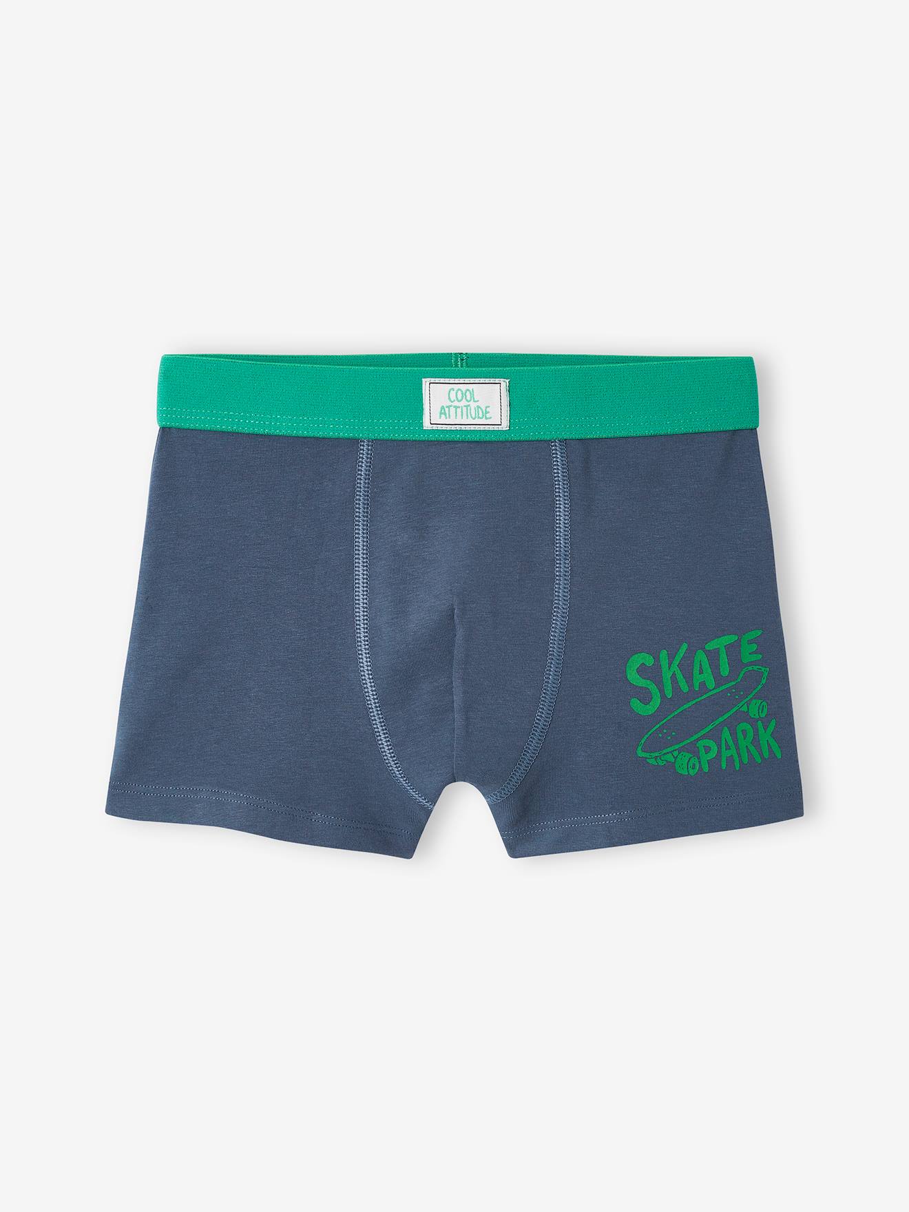 Lot de 5 boxers stretch skate garçon vert