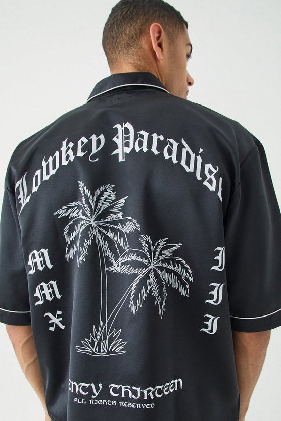 Oversized Lowkey Paradise Satin Shirt