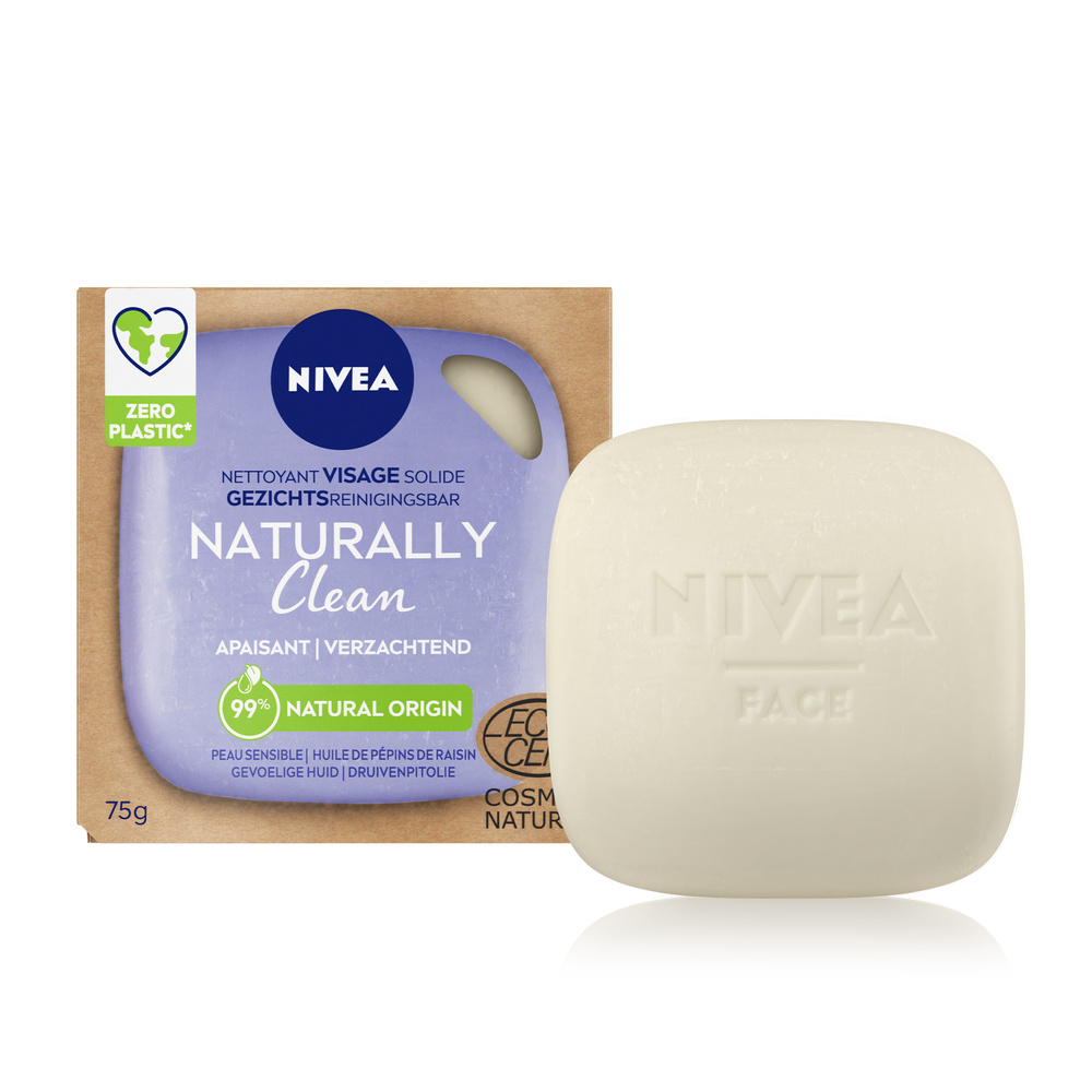 nivea NATURALLY CLEAN - Apaisant Huile de pépins de raisin Nettoyant Visage Solide
