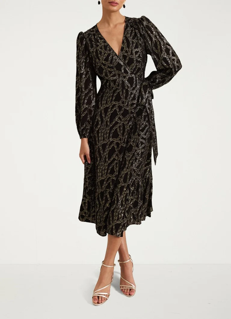 Rochie midi Jazminda cu paiete, model înfășurat, de la Phase Eight