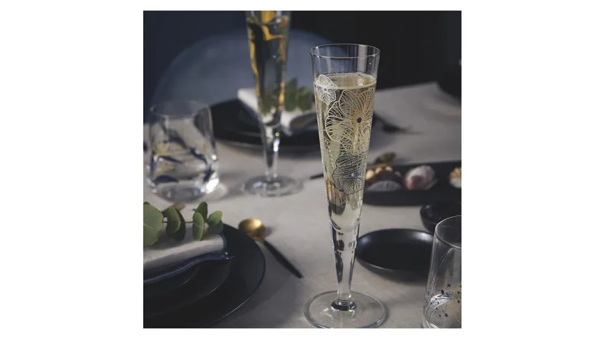 RITZENHOFF Champagnerglas Goldnacht  #36 von Concetta Lorenzo H23 Schwarz, Silber, Gold
