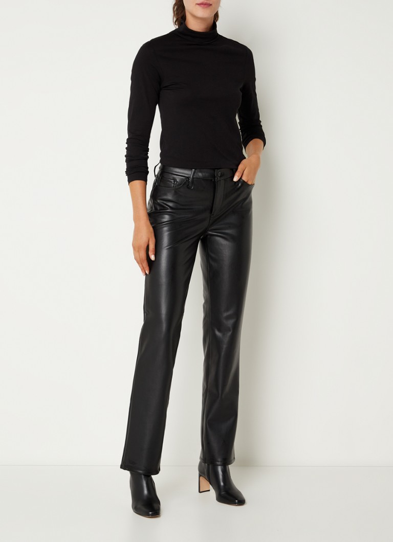NYDJ Marilyn mid-waist straight-fit faux leather trousers