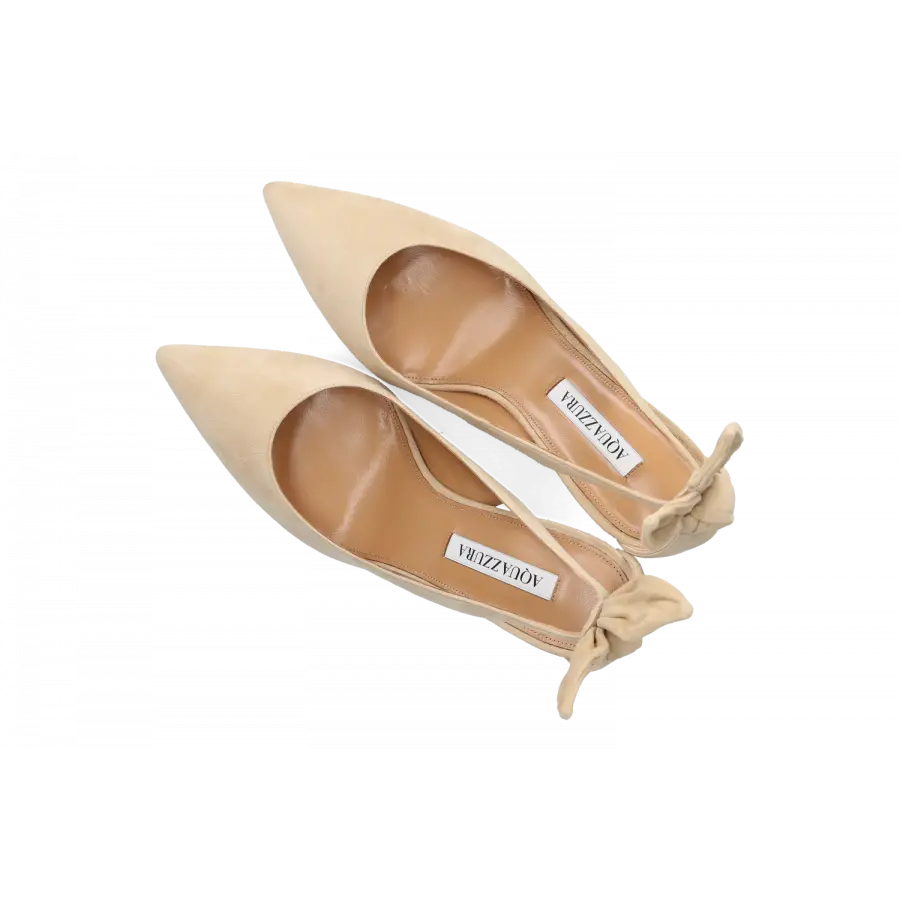 Aquazzura - Pumps BOW TIE 85 Veloursleder - beige