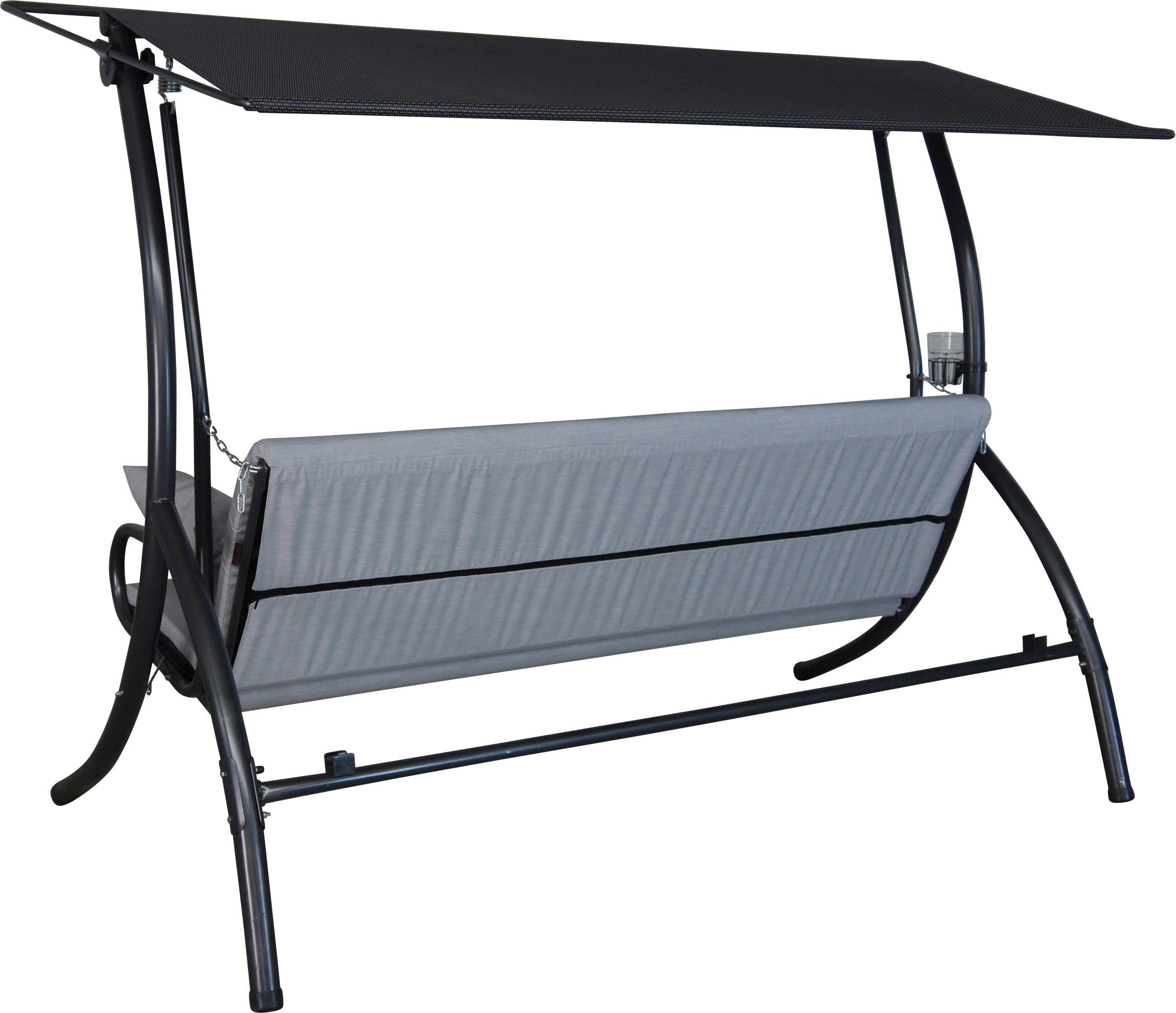 Angerer Freizeitmöbel Hollywoodschaukel Elegance Zip granit, 3-Sitzer, Bettfunktion, wetterfest