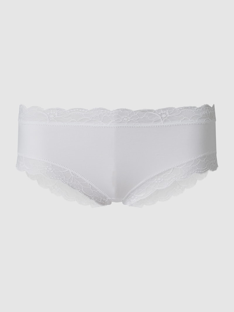 Hipster mit Spitzenbesatz Modell 'Cotton Lace' in weiß