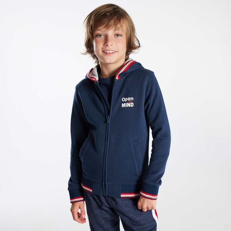Sweat-shirt à capuche open mind bleu garçon