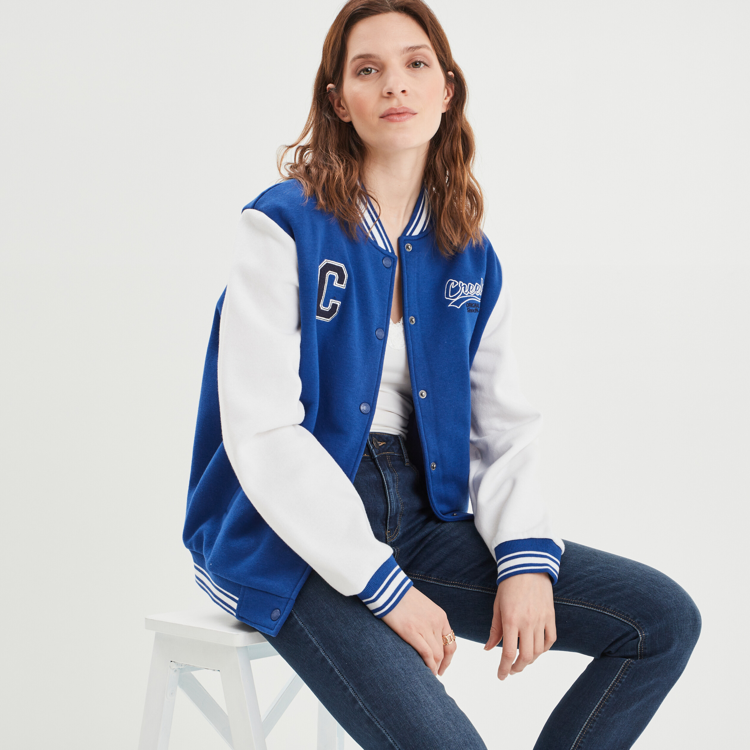 Veste teddy droite Creeks bleu femme | La Halle