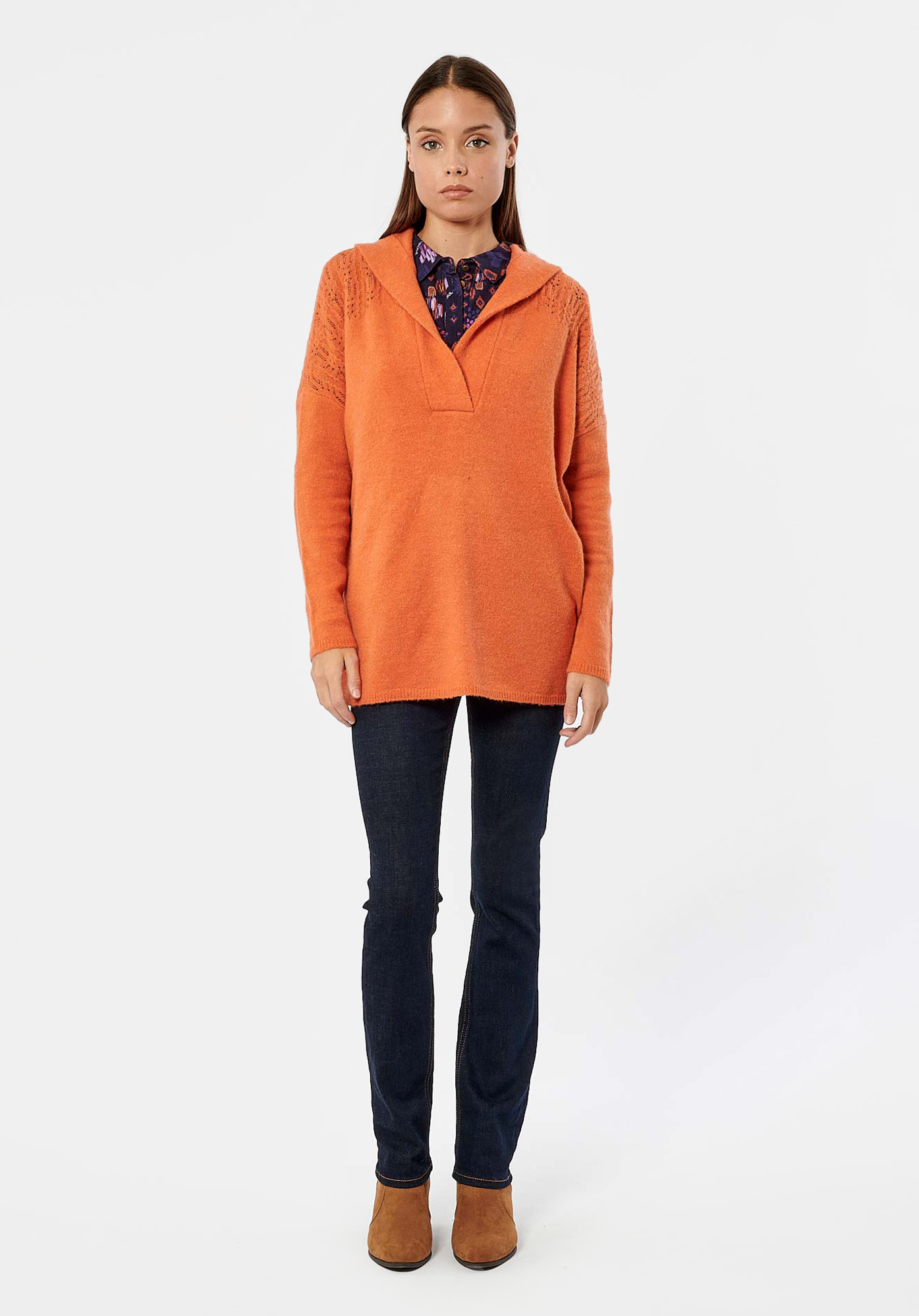 BARRY  Pull doux orange femme