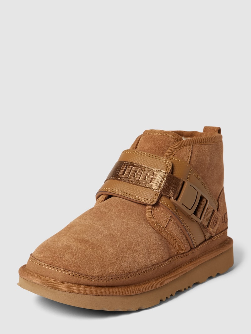 Schnürboots mit Label-Details Modell 'NEUMEL' in camel