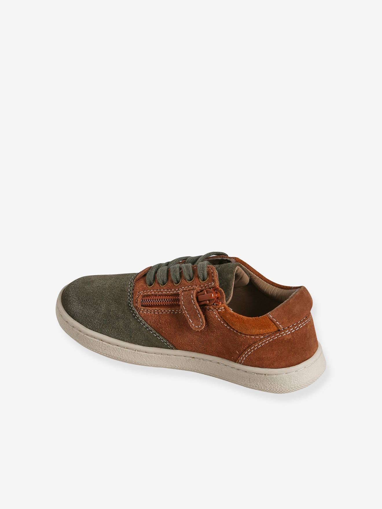 Vertbaudet Kinder Schnür-Sneakers mit Anziehtrick - set braun