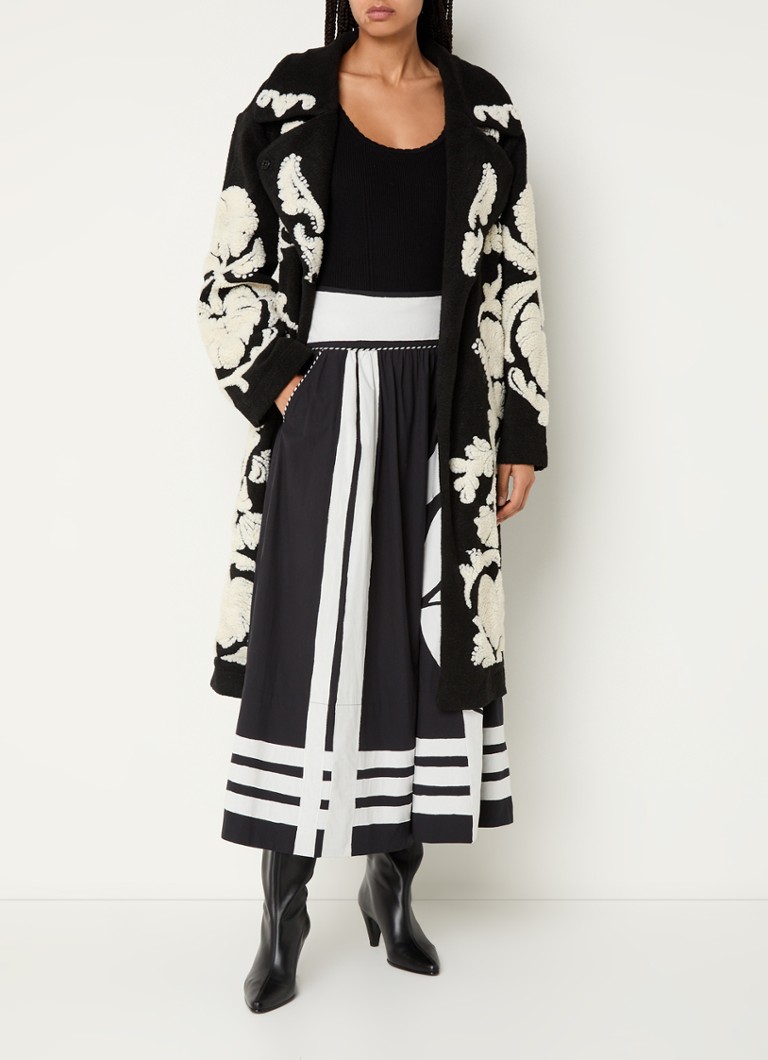 Farm Rio Helen coat in wool blend with tie belt and teddy details