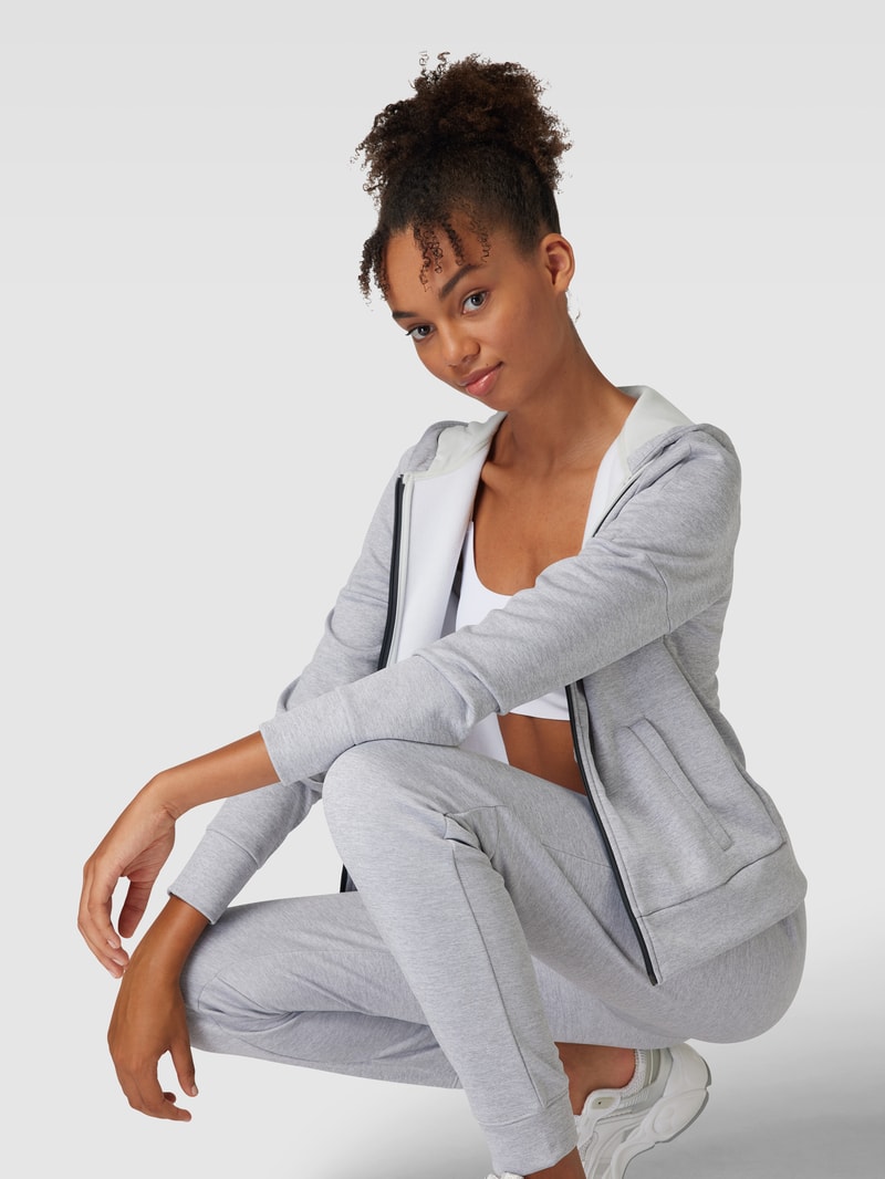 Sweatjacke mit Label-Print Modell 'REAXION' in hellgrau meliert