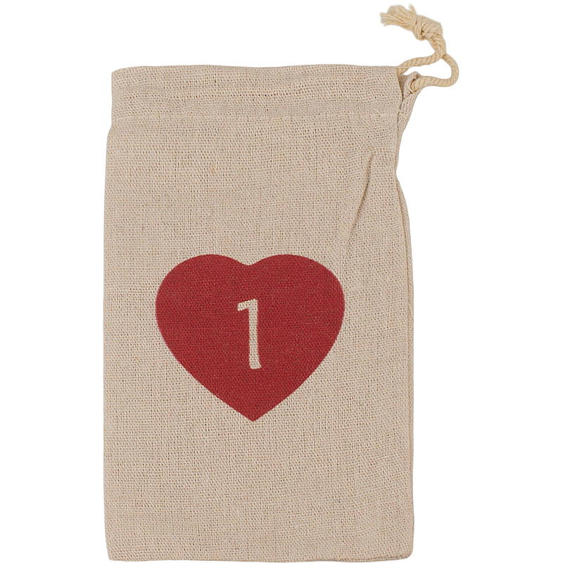 Home Kalenderposer 12x20 cm 1-24 stoff m/hjerte