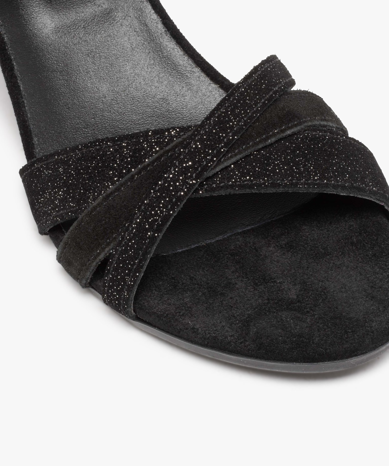 Sandales femme à talon dessus cuir retourné - Tanéo noir | GEMO