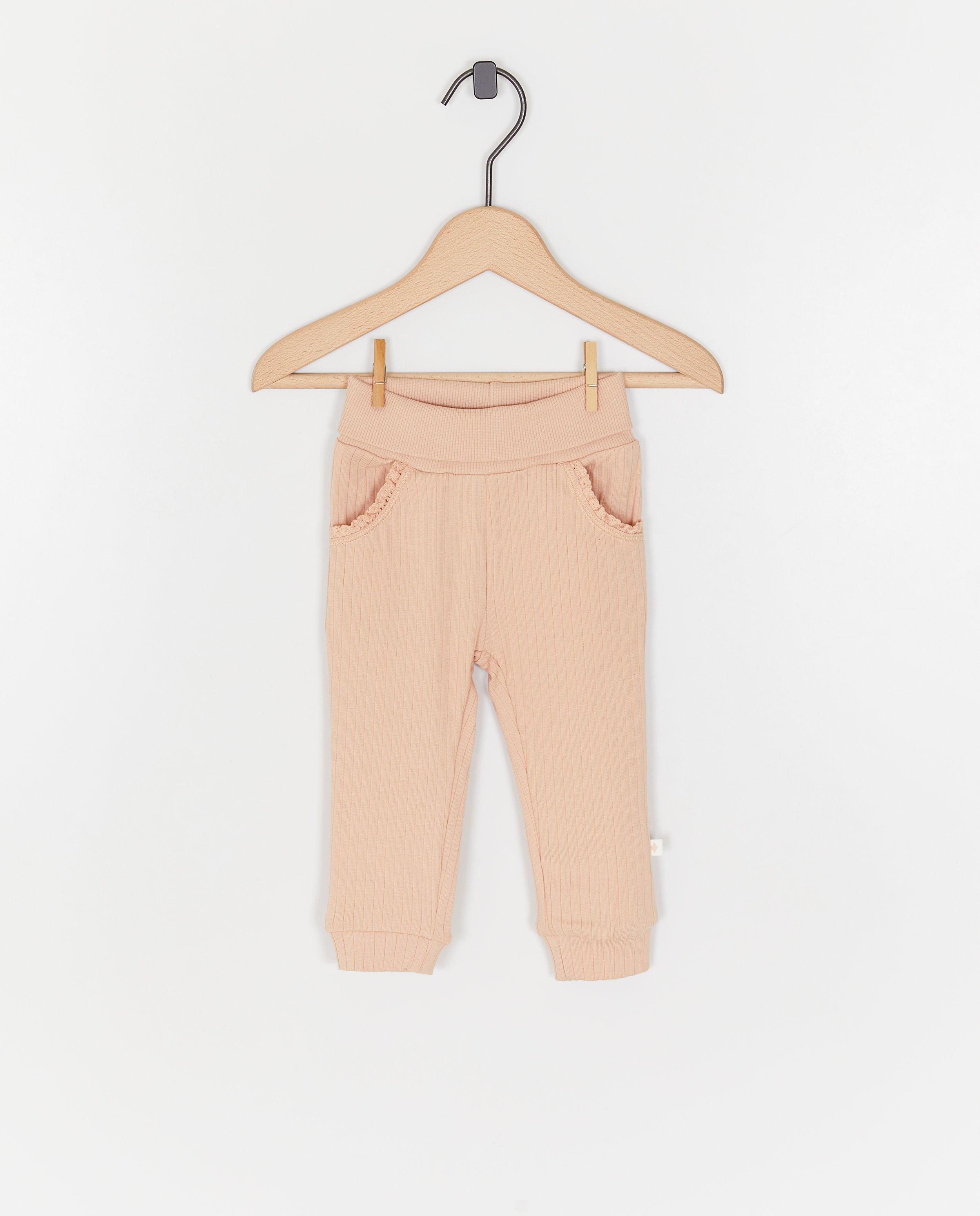 Pantaloni Feetje cu model cu nervuri fine roz