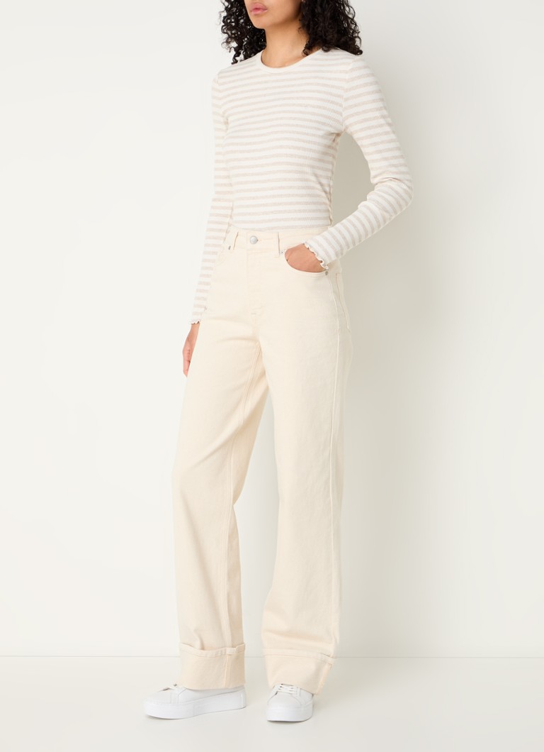 Blugi Jean Helena, cu talie înaltă, croială lejeră și garnituri colorate, de la Selected Femme.
