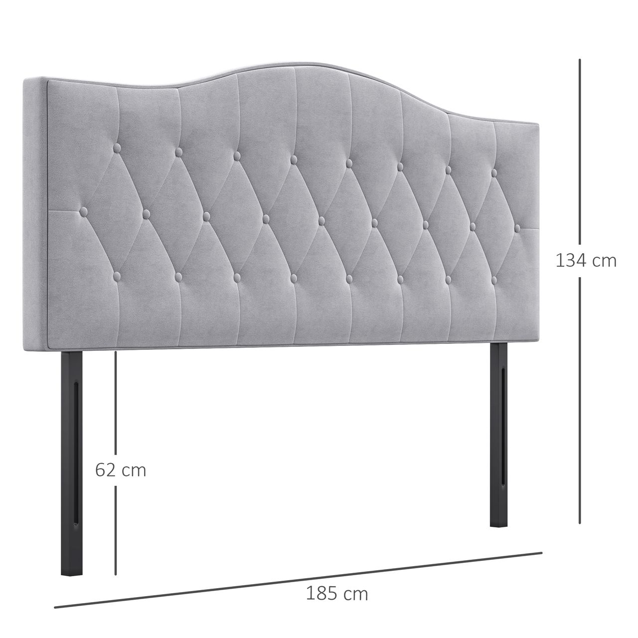 HOMCOM Kopfteil für Bett gepolstert in grau Pappel Polyester 185 x 8 x 134 cm