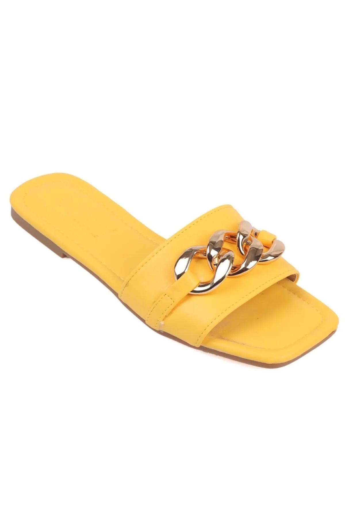Capone Outfitters  Capone Single Band Chain Gelbe Damenhausschuhe