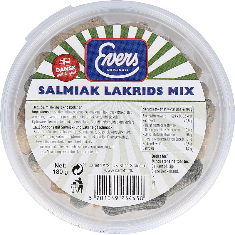 Salmiak lakris mix 180 g Evers