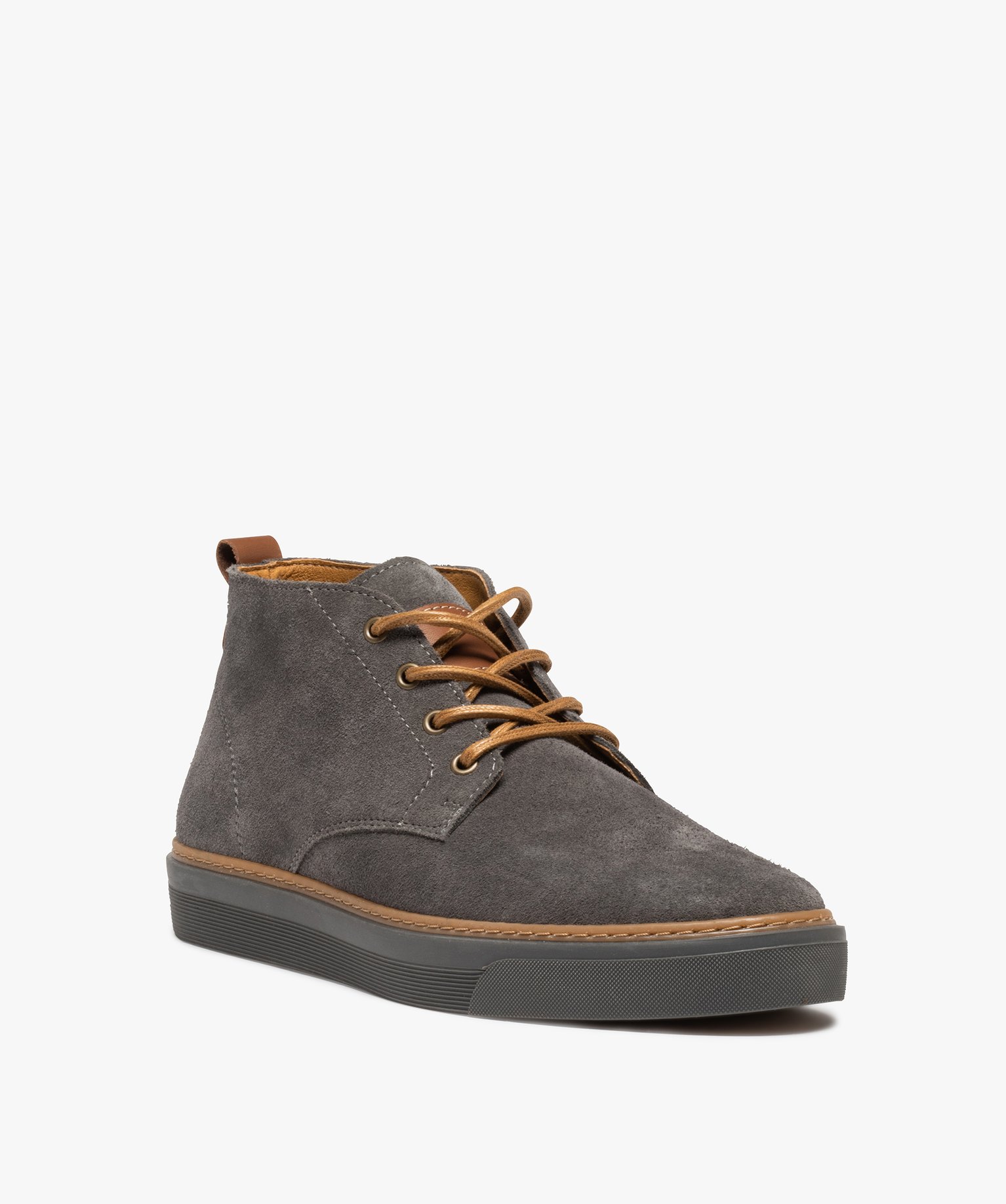 Derbies homme montants dessus cuir uni – Tanéo gris | GEMO