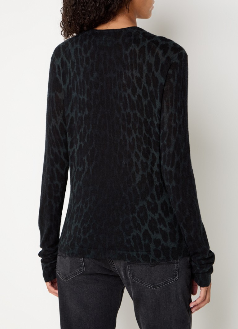 Zadig&Voltaire Rivy fine-knit cashmere sweater with leopard print