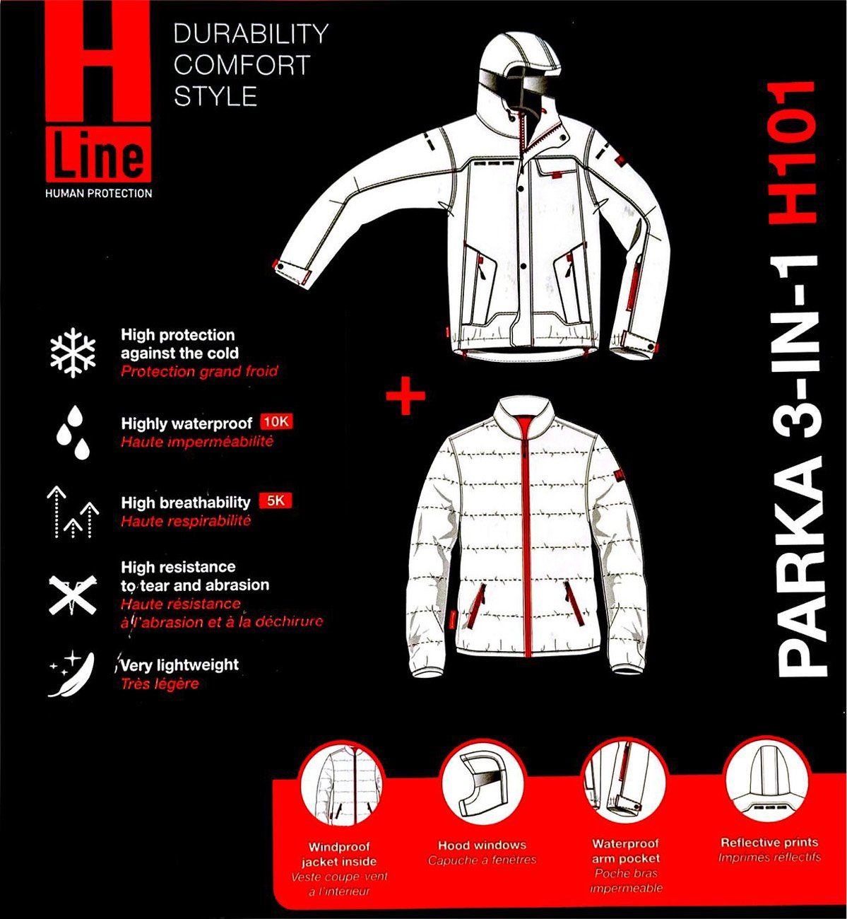 Honeywell Arbeitsjacke HONEYWELL HLine 3 in 1 Parka Jacke Arbeitsparka Winterjacke Arbe…