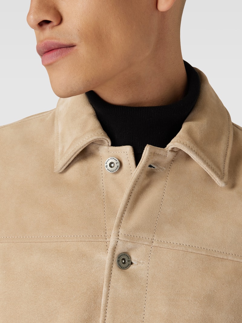 Lederjacke aus mit Knopfleiste in sand