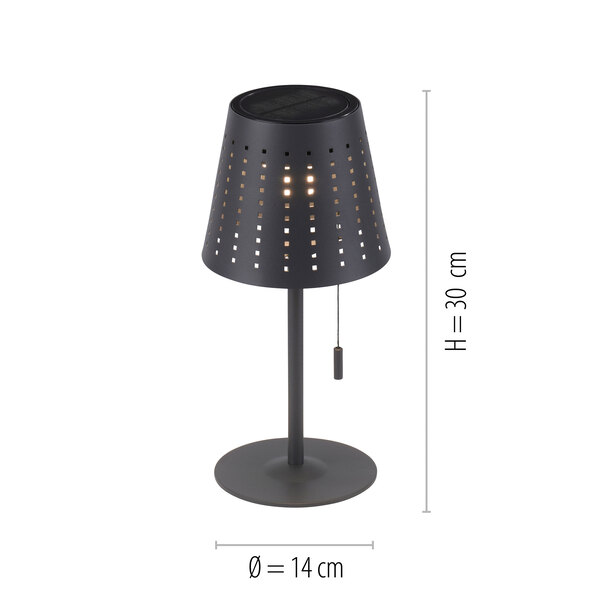 LED Akku-Solar-Tischleuchte Mandy, anthrazit
