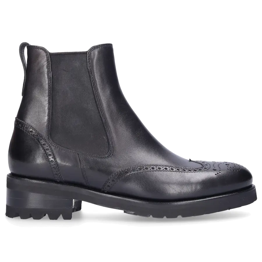 Benson's - Chelsea Boots ASCOT Kalbsleder Lochmuster schwarz - schwarz