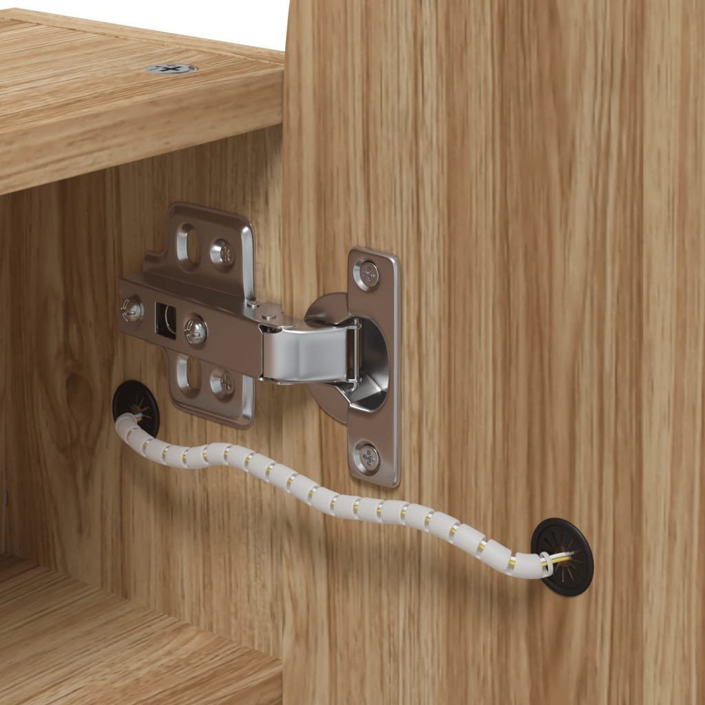 vidaXL Badezimmerspiegelschrank Spiegelschrank mit LED-Beleuchtung Gewölbt Eichenoptik (1-St)