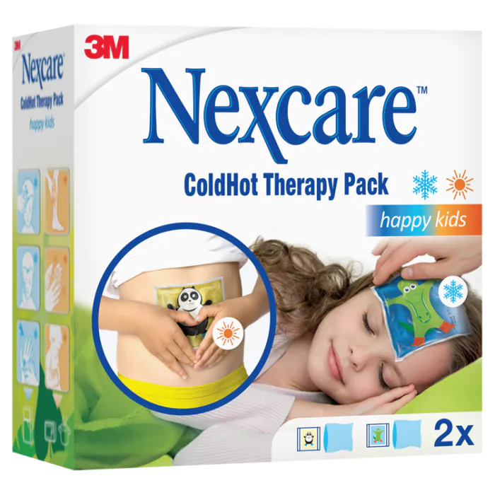 Compressa terapêutica Nexcare ColdHot Happy Kids, bolsa de gel reutilizável para frio e calor, 11x12cm