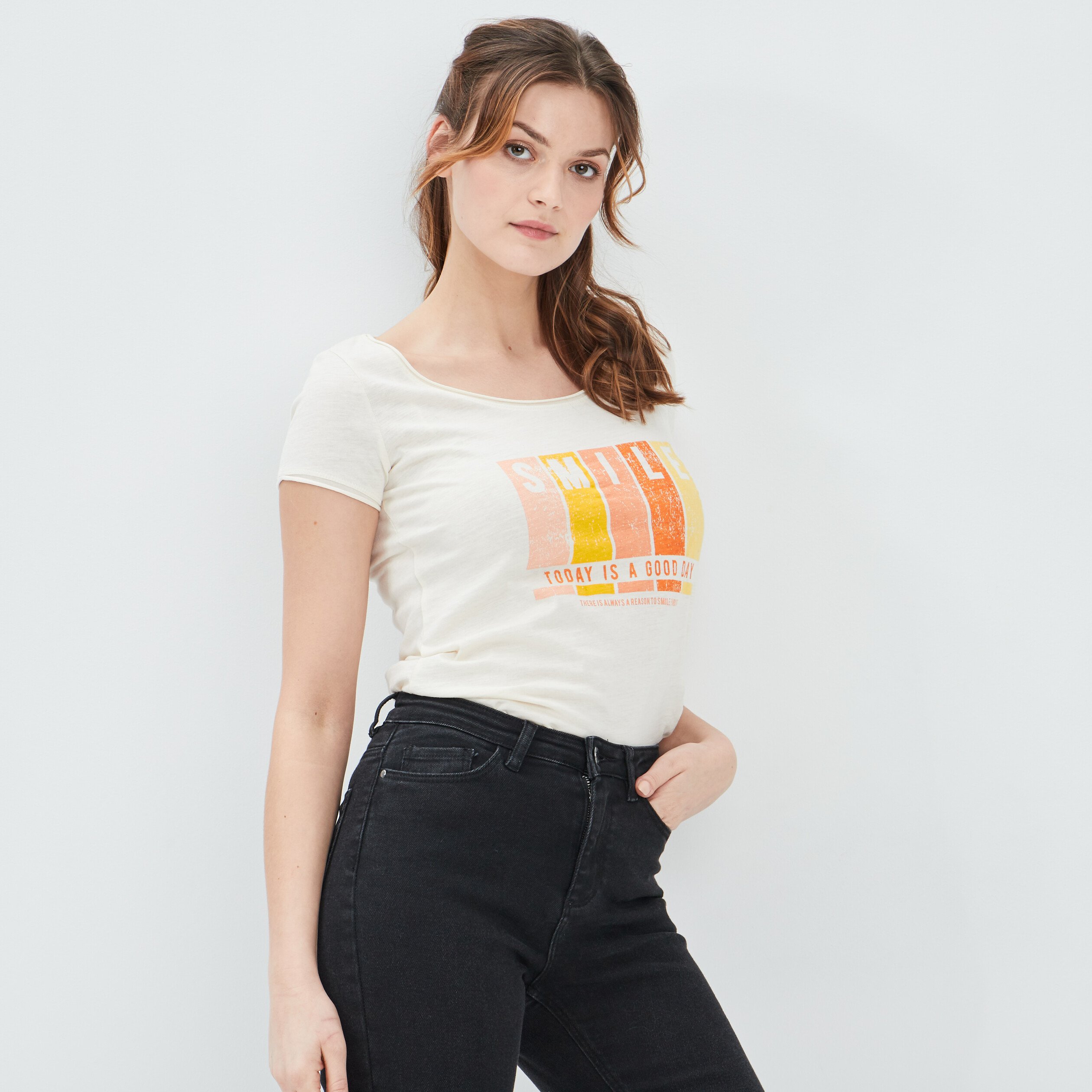 T-shirt manches courtes creme femme | La Halle