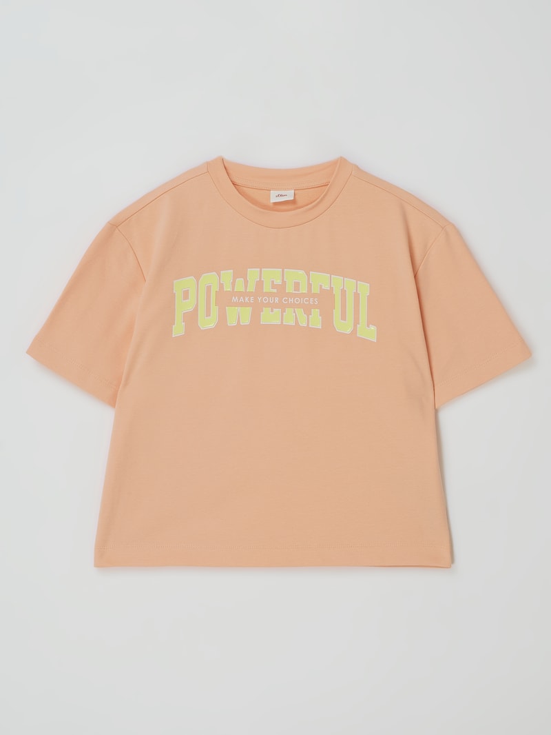 Boxy Fit T-Shirt mit Print in apricot