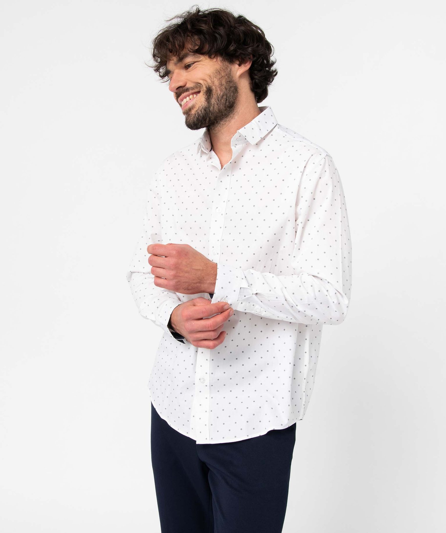 Chemise homme coupe droite à motif fleuri blanc | GEMO