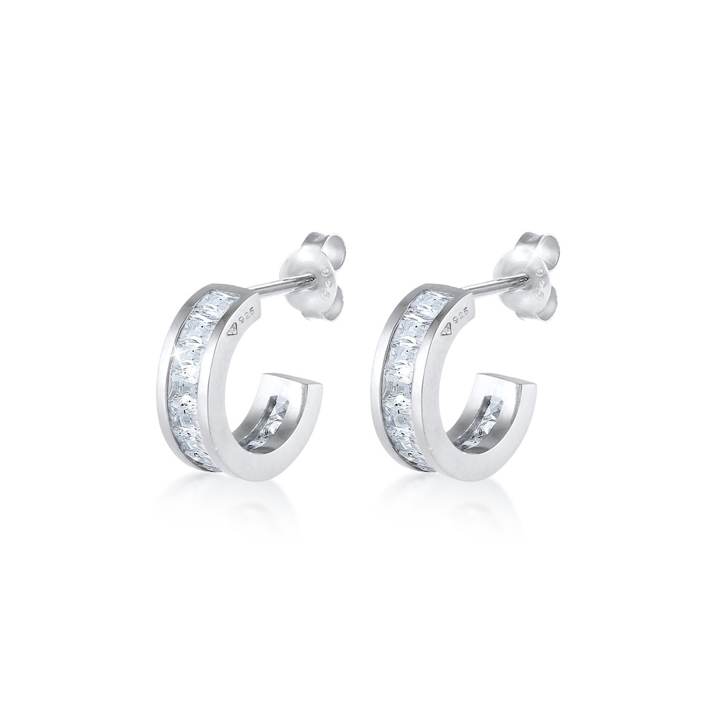 Elli Elli Boucles d'Oreilles Créoles Mini Précieux avec Cristaux de Zircone Boucles d' Boucles d'oreilles