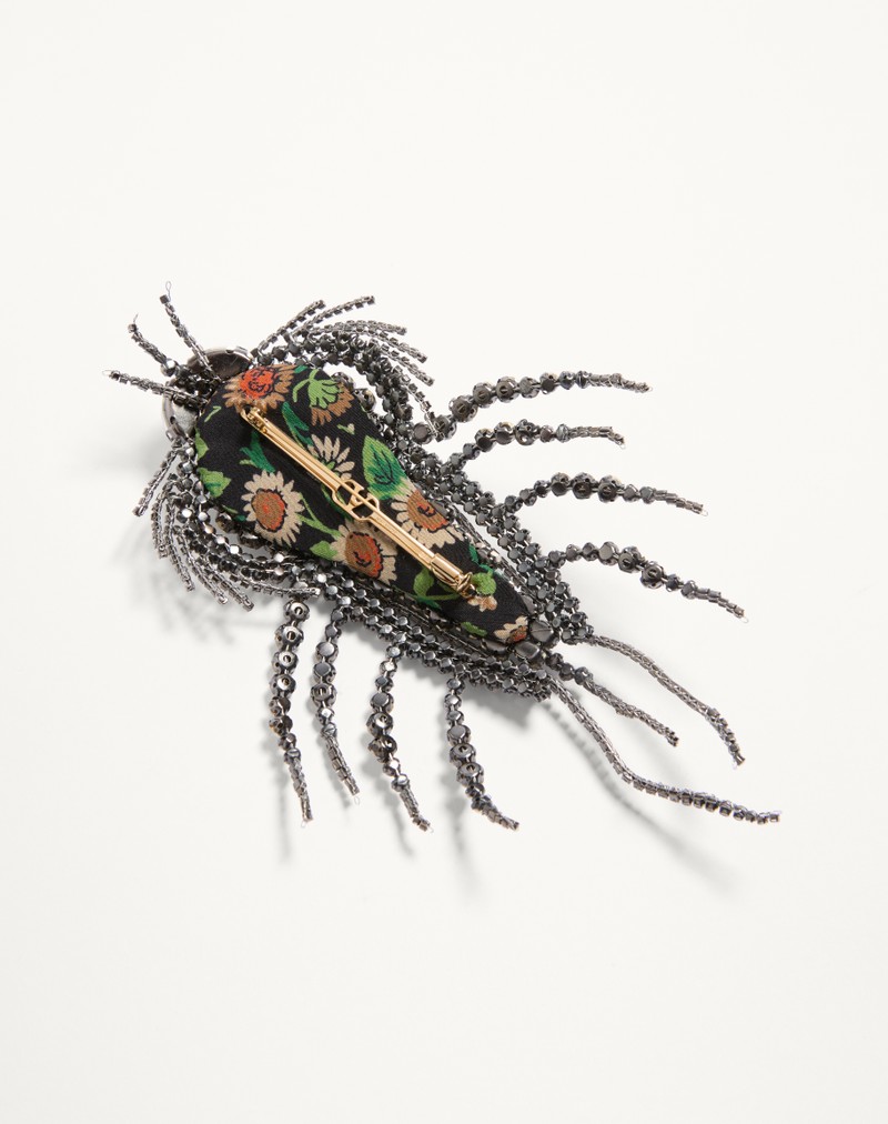 Valentino Les Glaces-broche i metal, stof og krystaller
