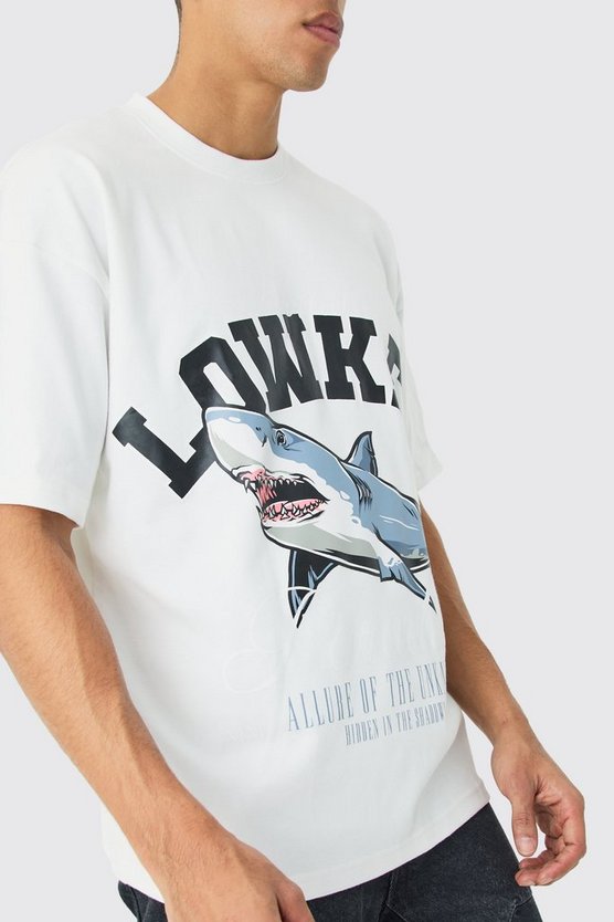 Oversize T-Shirt mit Paradise Shark Print