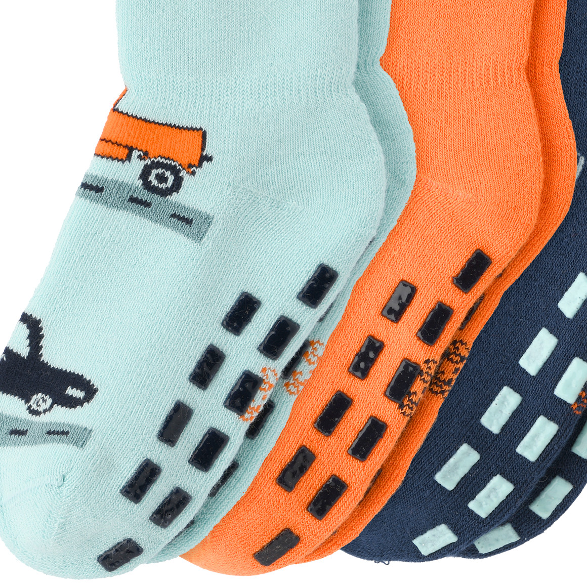 3 Paar Baby Stoppersocken mit Auto-Motiven