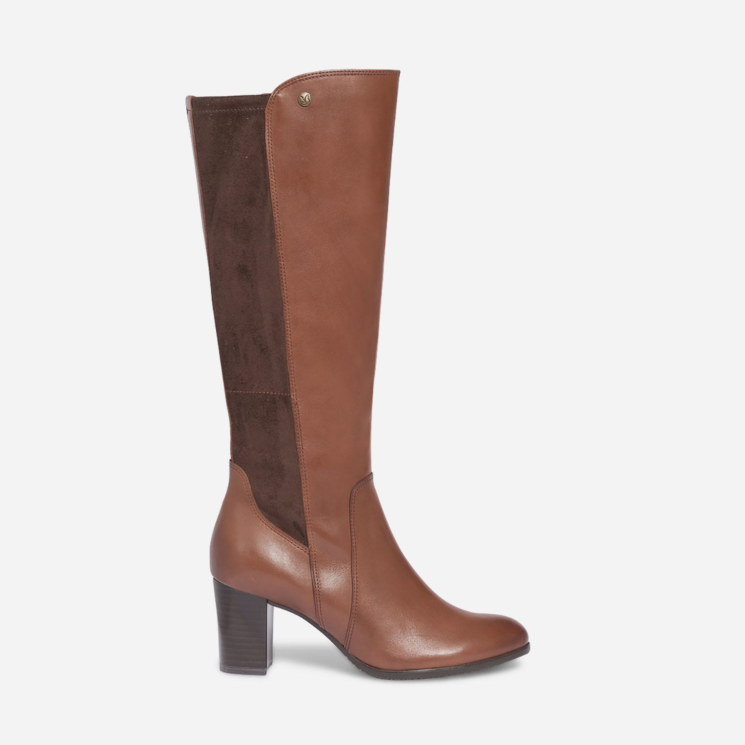 Botte à talon CAPRICE cognac en cuir et textile