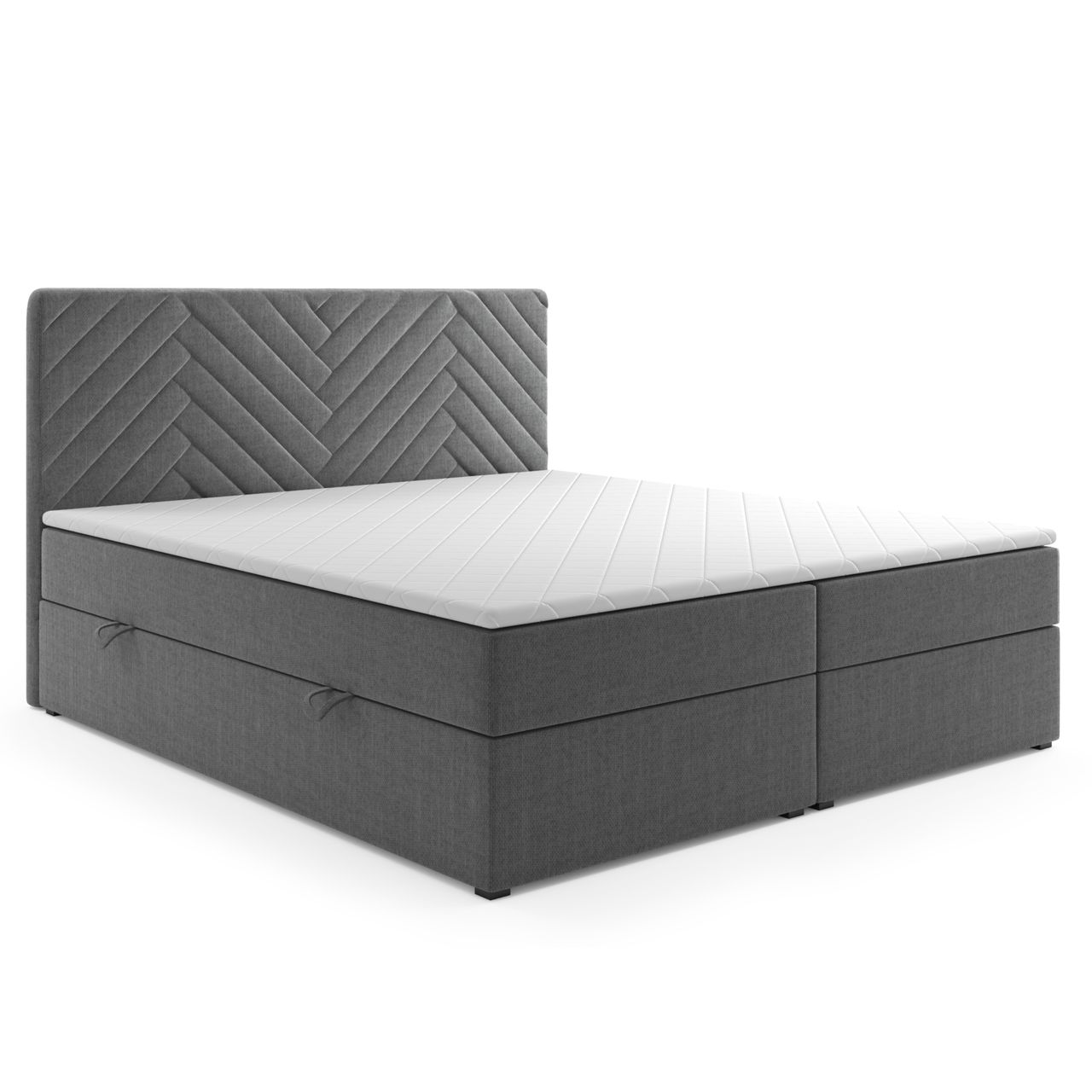 Möbel Punkt Boxspringbett MALIBU mit Bettkasten 180 x 200 cm Webstoff Anthrazit Bett Bettkasten