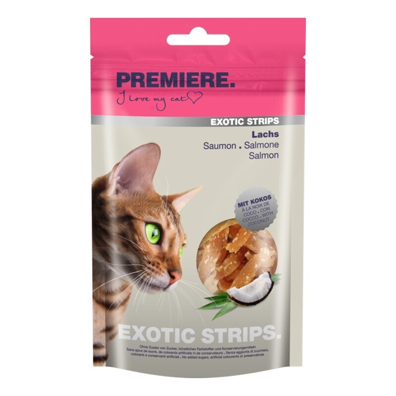 PREMIERE Snacks PREMIERE Exotic Strips mit Kokusnuss 12x50g Lachs