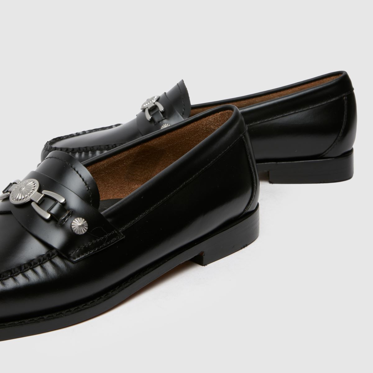 GH BASS – Weejuns – Svarta, platta loafers i westernstil