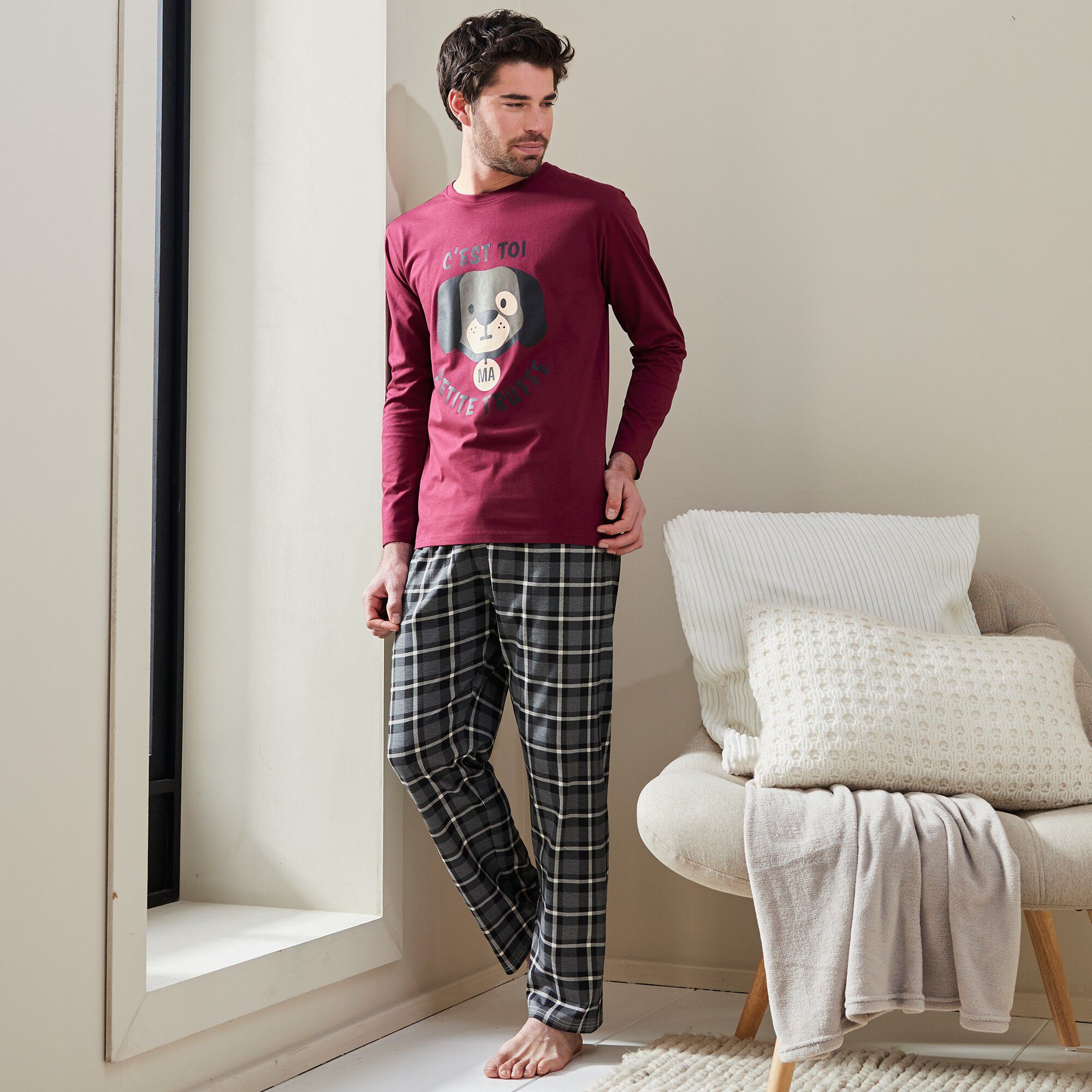 Pyjama col rond imprimé chien