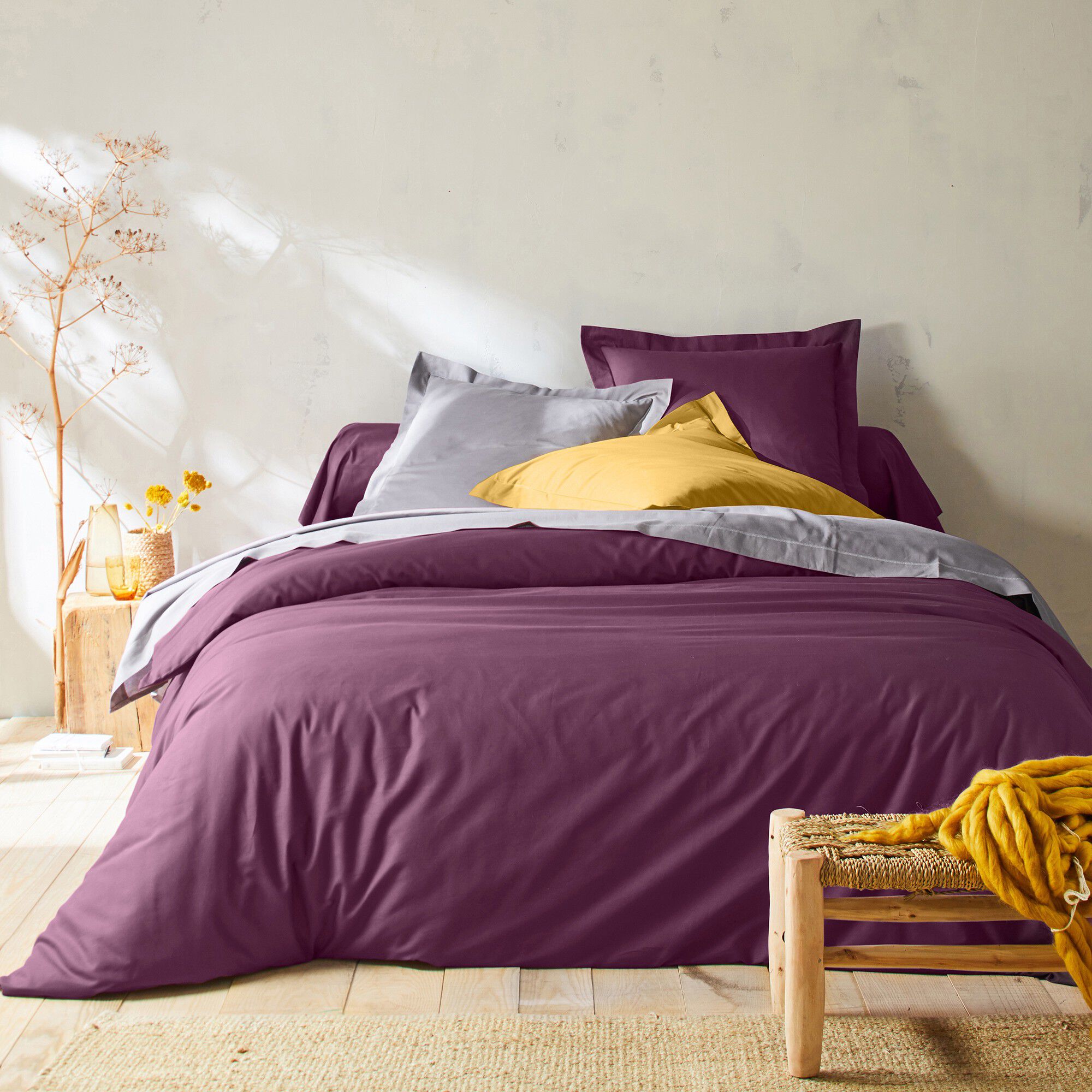 Linge de lit uni polyester-coton Colombine