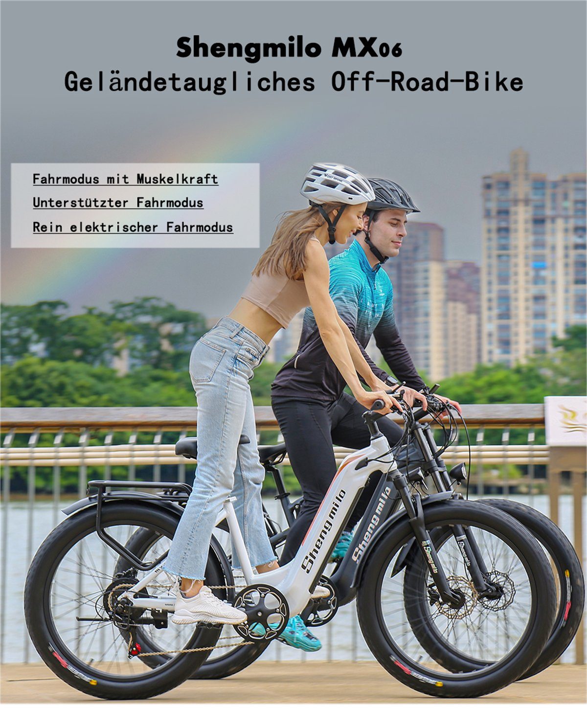 Shengmilo E-Bike MX06 17.5AH Samsung Akku 35km/h 1000W, 7 Gang Shimano TX55 Schaltwerk, Kettenschaltung, Heckmontierte Motoren, (Set, Mit Batterieladegerät), Samsung-Batterien,Geeignet für jedes Terrain