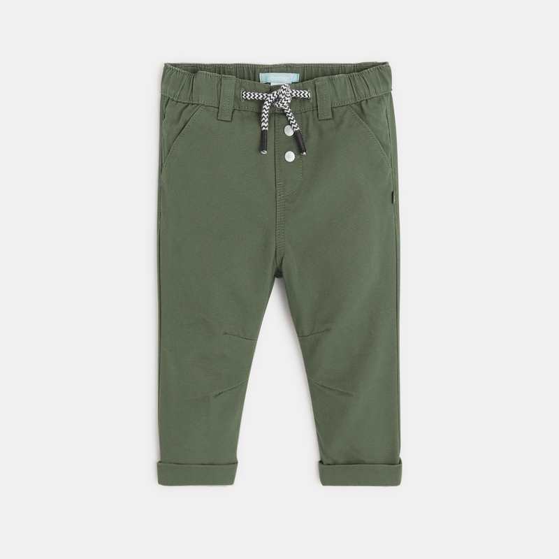Pantalon regular coton fantaisie vert bébé garçon
