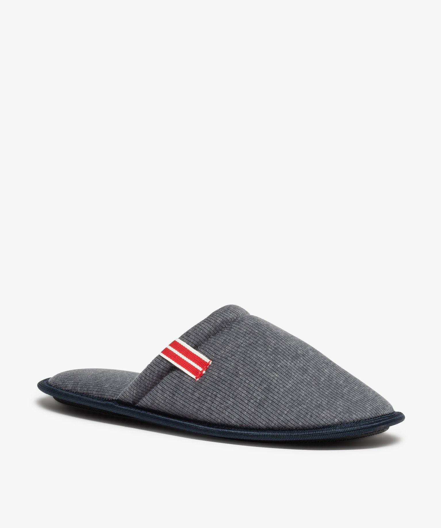 Chaussons homme mules plates en jersey ctelé bleu | GEMO