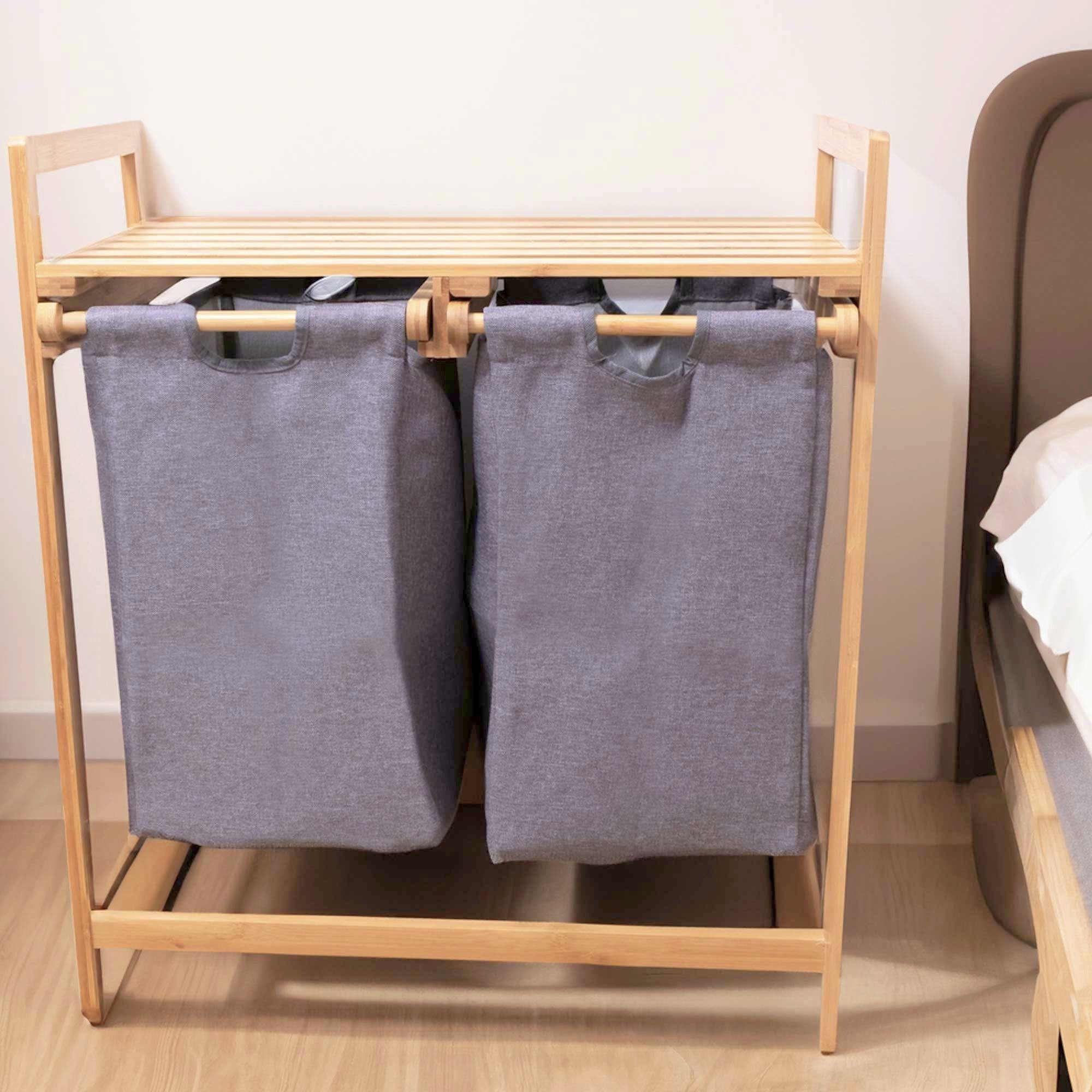 osoltus Wäschesortierer osoltus Bali Bambus Holz Wäschesortierer Wäschesammler 75cm