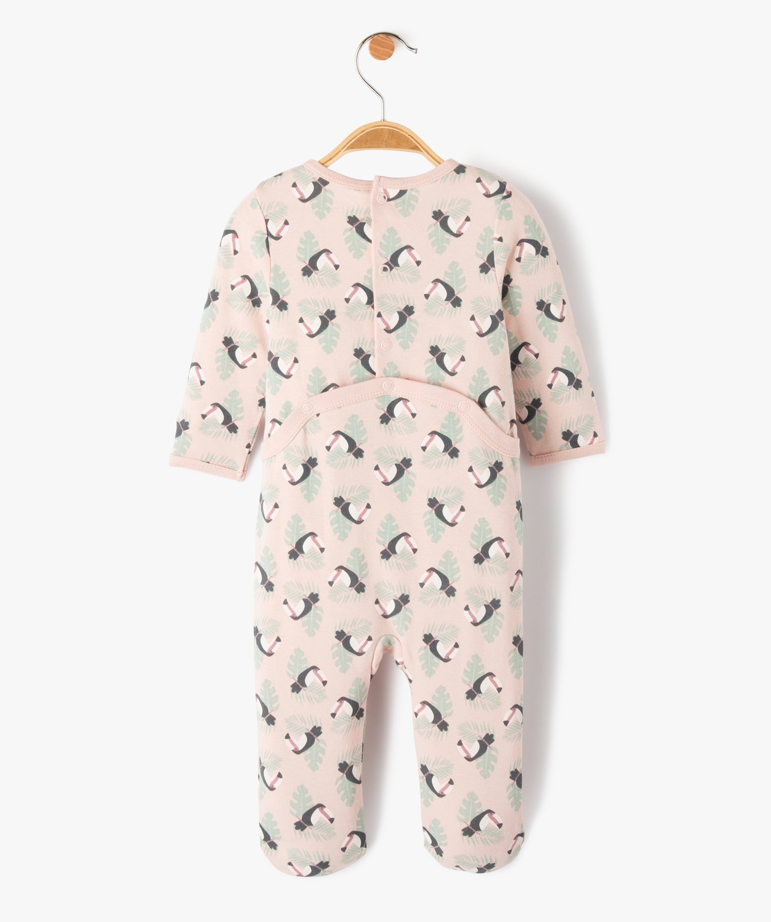Pyjama bébé avec motifs toucans fermeture pont dos rose | GEMO